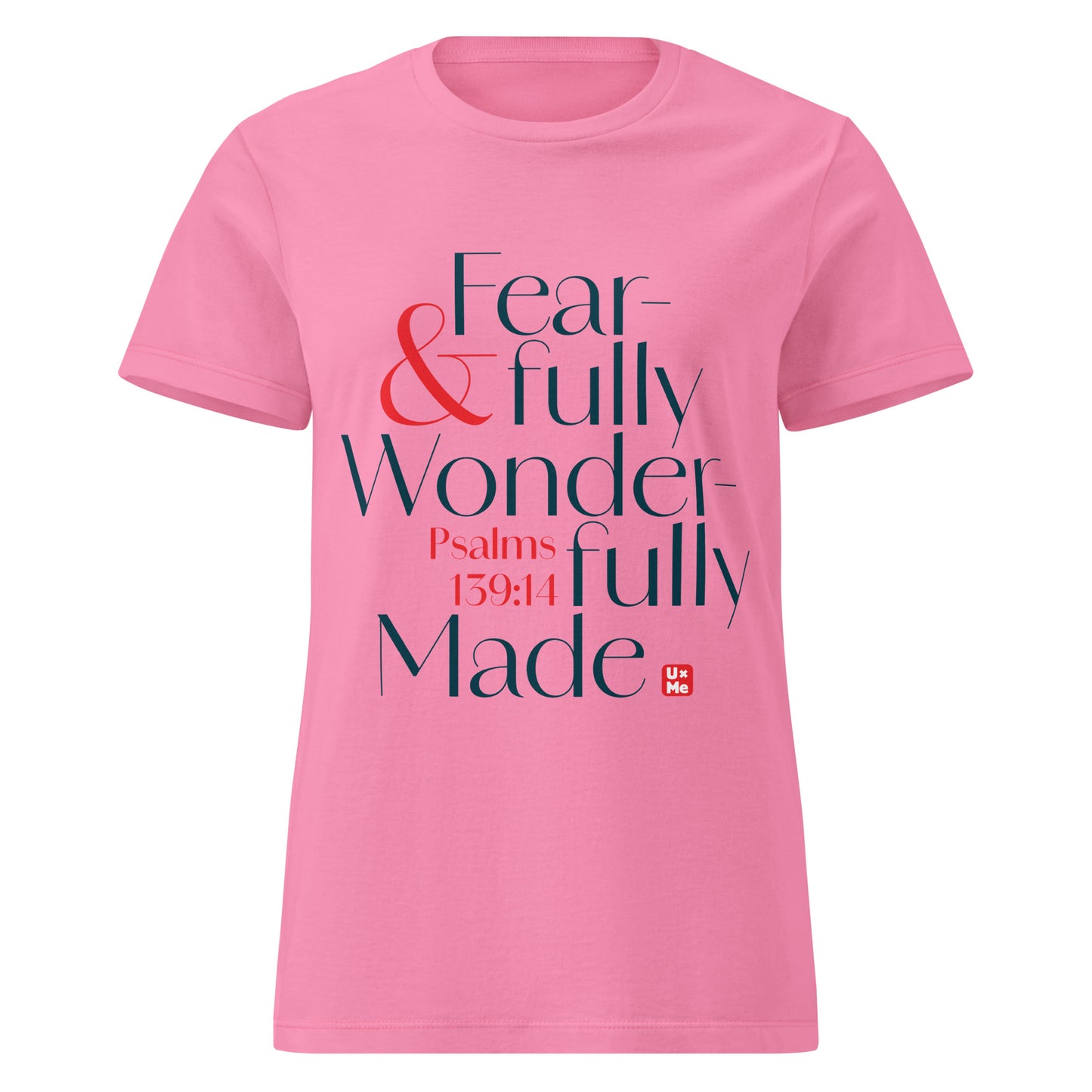 fearfully and wonderfully made womens t shirt pink