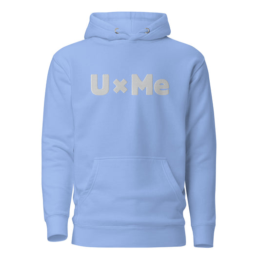 uxme white logo hoodie light blue