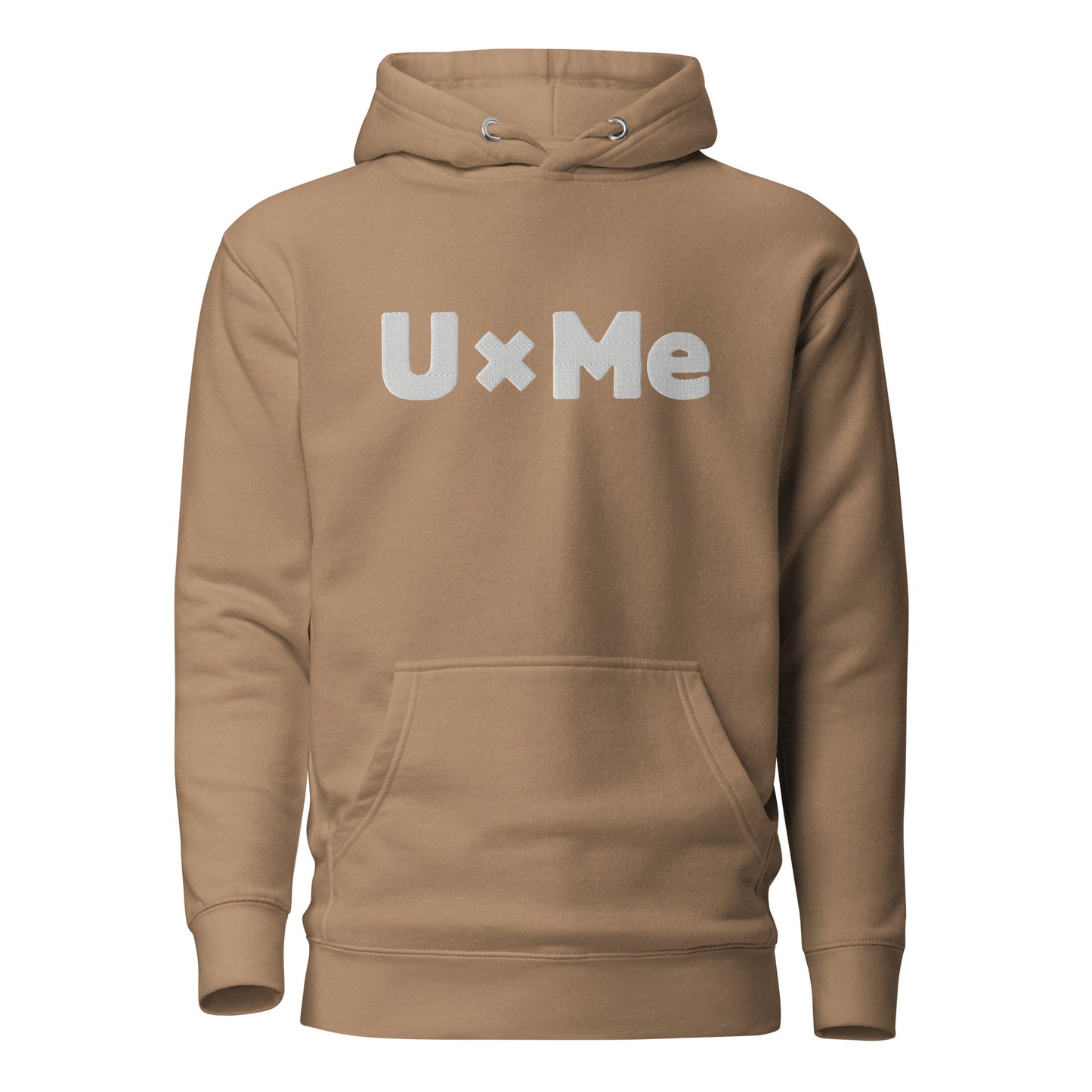 uxme white logo hoodie tan